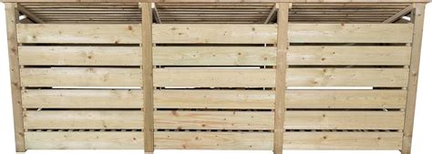 Buy Wooden Log Store, Slatted Firewood Storage Triple Bay (W-335cm, H ...