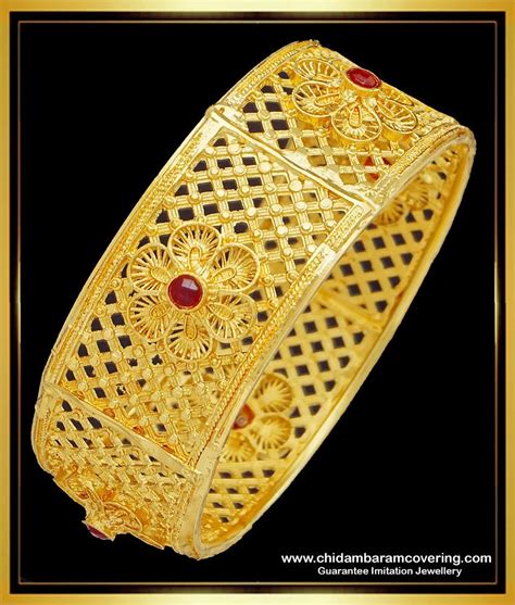 Buy Bridal Wear Gold Plated Flower Design Stone Kada Bangle Buy Online