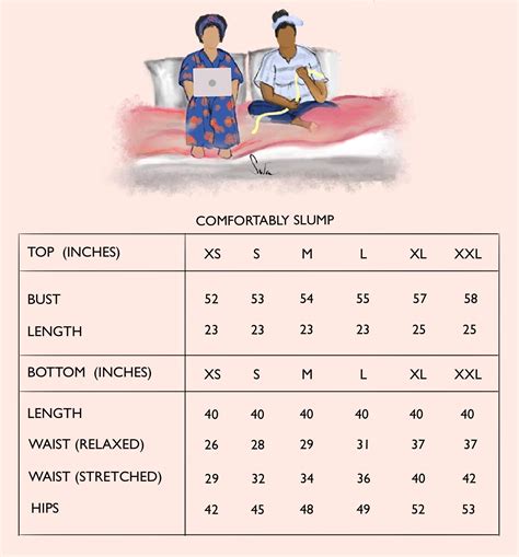 Size Chart Comfortably Slump
