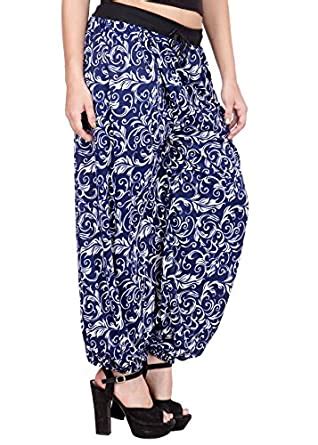 Buy Adonia Women's Loose Fit Harem (Adobluewhiteharemsdrd_Blue_Free ...