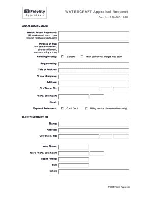 Watercraft Appraisal Request Form - Blank Fillable Template | Fill Out ...