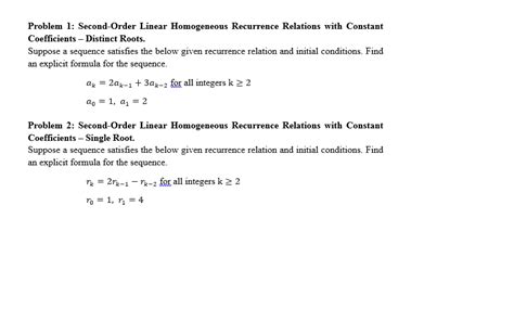 Second Order Linear Homogeneous Recurrence Relations 的图像结果
