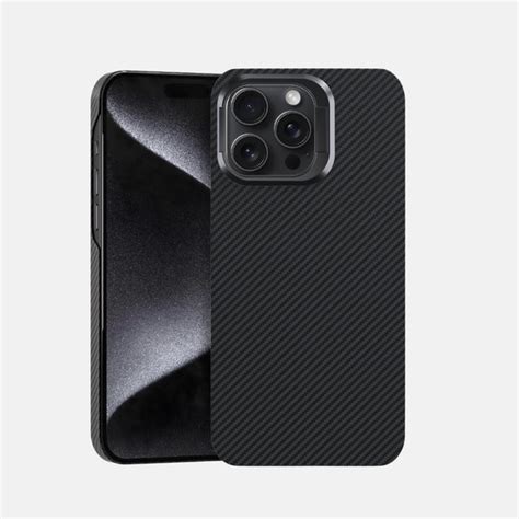 iPhone 15 ProMax Real Carbon Fiber Back Cover With Kickstand