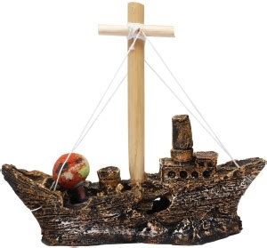 Nitishree Sailing Brown Ship Aquarium Decoration Ornaments for Fish ...