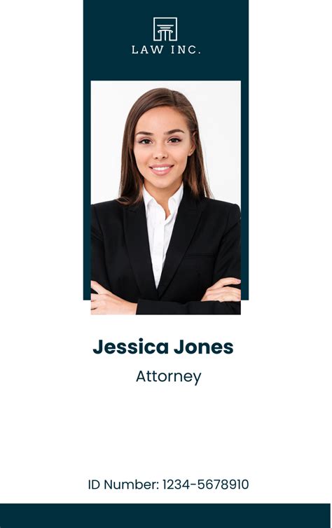 Free Law Firm Intellectual Property Attorney ID Card Template to Edit Online
