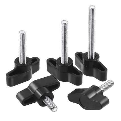 Rustark 20Pcs M6 x 20mm Thumb Screws Wing Knob Bolt Black Plastic Male ...