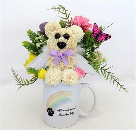 Angel Wing Dog Flower Arrangement With a Butterfly for Pet Memorial ...