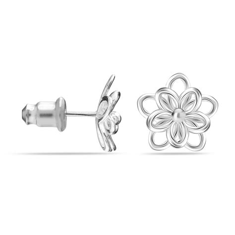 LeCalla - Buy 925 Sterling Silver Flower Design Small Stud Earrings for ...
