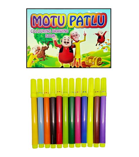 Buy S.N Stores Motu Patlu Colouring Book Set with 12 Multicolour Sketch ...