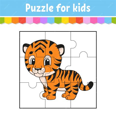 Juego de rompecabezas para niños. Tigre naranja Hoja de trabajo de ...