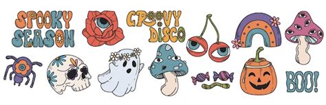 Halloweenowy Retro Groovy Pakiet Svg – wektory. Pobierz wysokiej ...