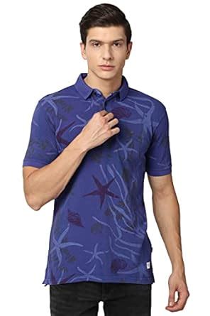 Buy Van Heusen Men's Print Regular Fit Polo Shirt (VXKPCRGPW14476_Blue ...