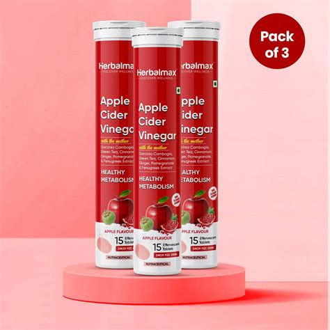 Apple Cider Vinegar Effervescent Tablets (Pack of 3) | Herbalmax