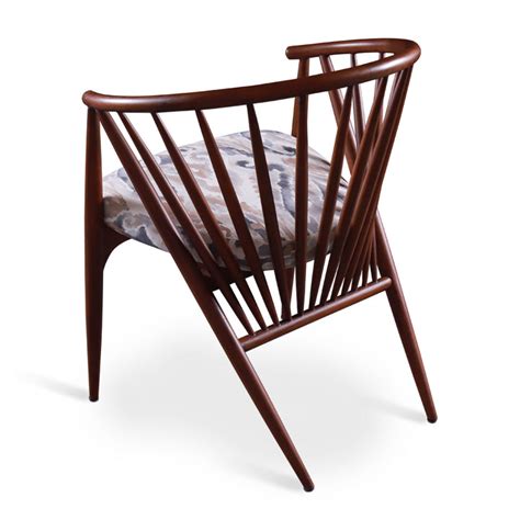 Hloma - Ash/Oak/Beech Dining Chair, Stained, White Printed Fabric ...