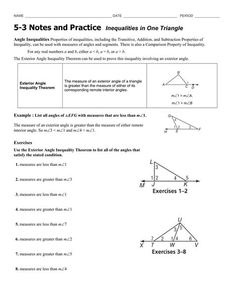 Image result for Triangle Inequality Theorem Worksheet