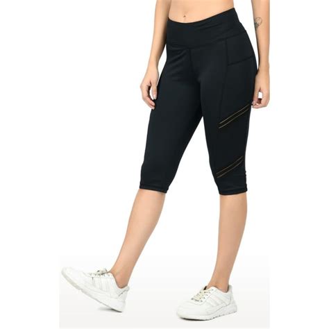 Buy Body Smith Active Workout Stripe Mash Capri - Black Online