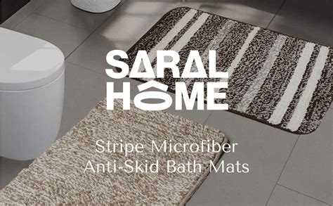 Buy Saral Home Stripes Soft Microfiber Anti-Slip Bathmat Set of 2 ...
