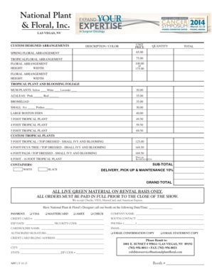 Fillable Online National Plant Floral Inc - J Spargo Fax Email Print ...