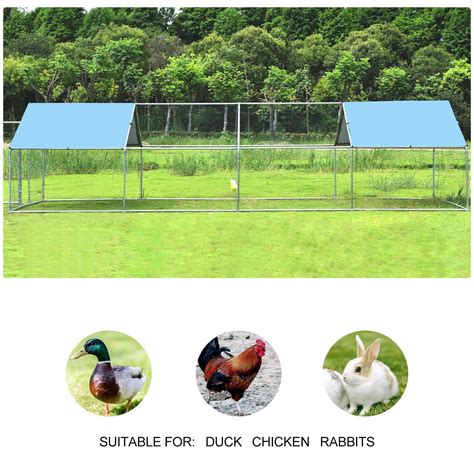 Buy Large Metal Chicken Coop Run Duck House Outdoor Walk-in Poultry ...