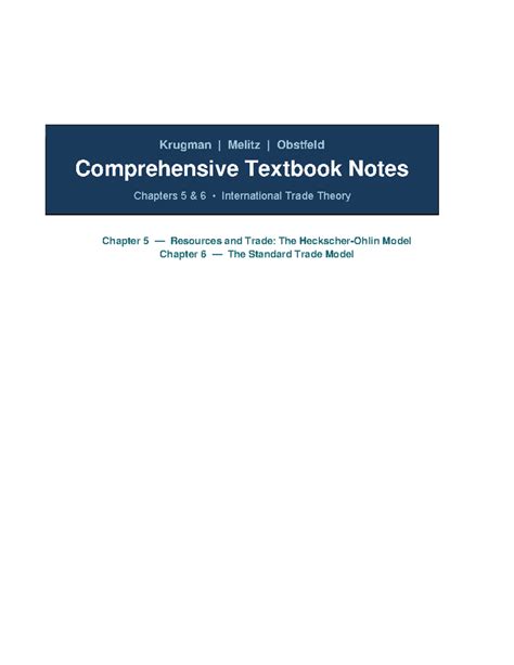 International Trade Notes: Ch 5 & 6 - Resources, Models & Effects - Studocu