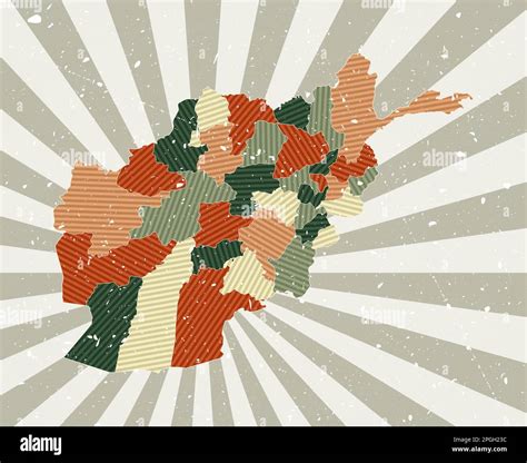 Afghanistan vintage map. Grunge poster with map of the country in retro color palette. Shape of ...