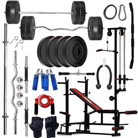 KENIT 10KG -100KG PVC Weight Plates Combo with 20 IN 1 Home Gym Bench ...