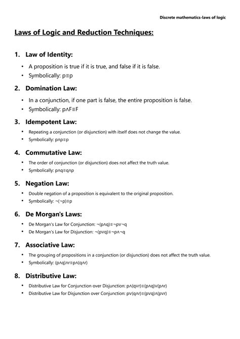 SOLUTION: Laws of logic and reduction techniques predicate calculas and quatifiers - Studypool