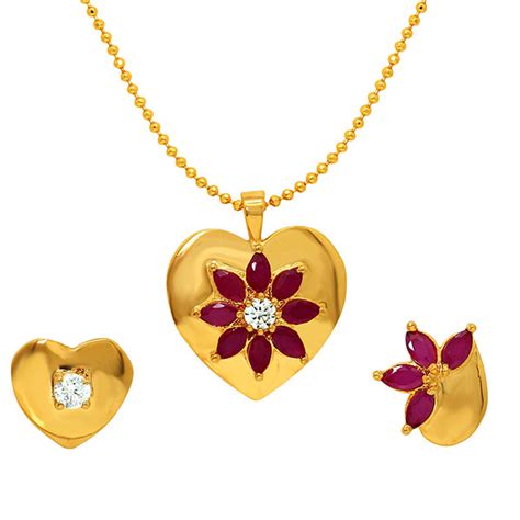 Send Mahi Mismatched Gold plated Red Marquise White Round Cubic ...