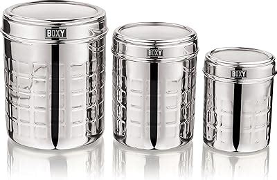 VISAXMI® Stainless Steel Multipurpose Round See Through Lid Container ...