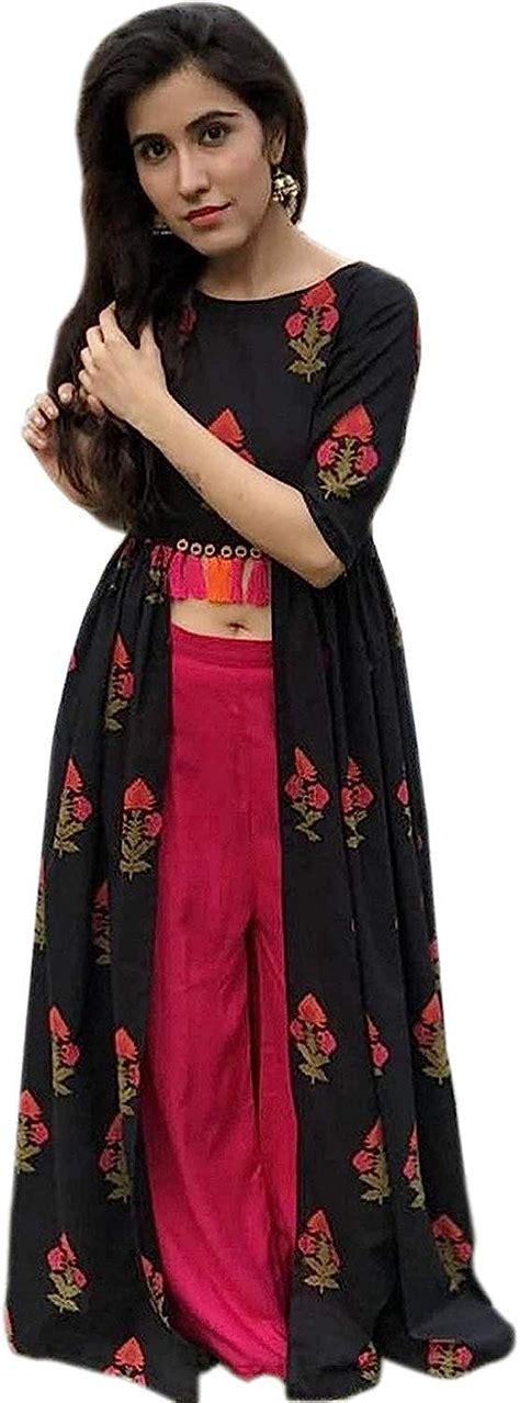 Buy Ashwati Women's Rayon Printed Kurti Shrug with Palazzo Pant Set ...