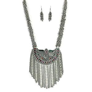 Buy KUKRAIL FASHION Oxidized Long Necklace Earring Set For Women's Girl ...