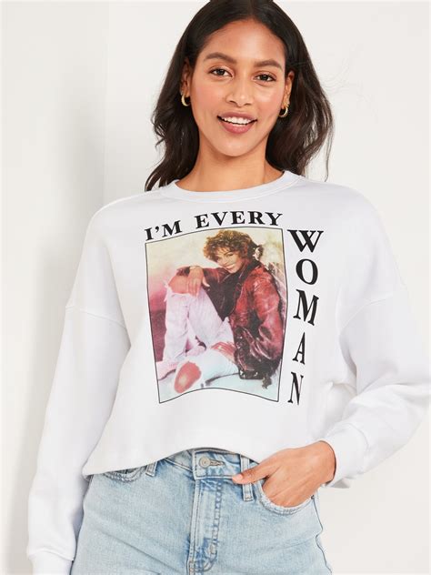 Oversized Cropped Licensed Pop Culture Graphic Sweatshirt for Women ...