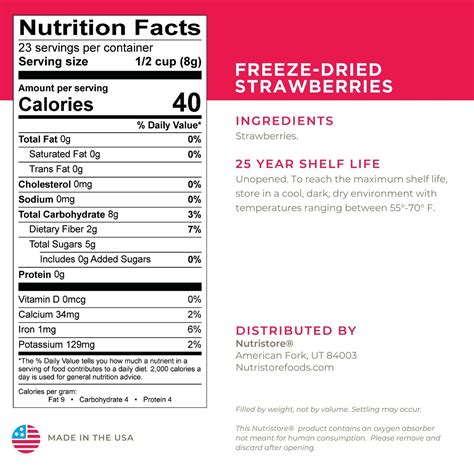 Freeze Dried Strawberries Nutrition Facts