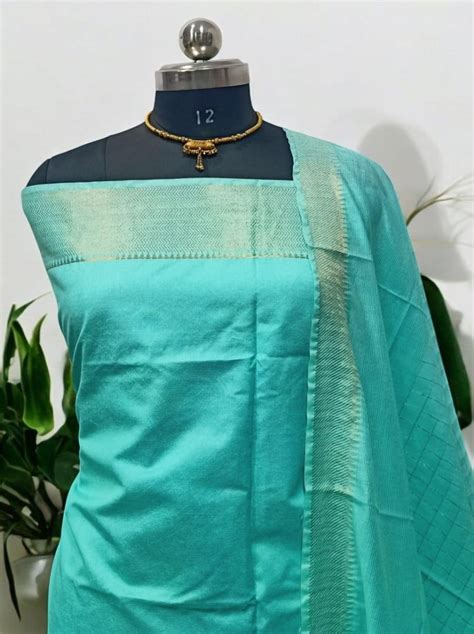 South Cotton Mangalgiri Salwar Suit with Nizam Border - Leheriya.com