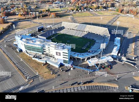 A general overall aerial view of Pratt & Whitney Stadium at Rentschler ...