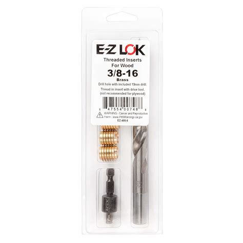 E-Z LOK 400-6 Threaded Inserts for Wood, Installation Kit, Brass ...