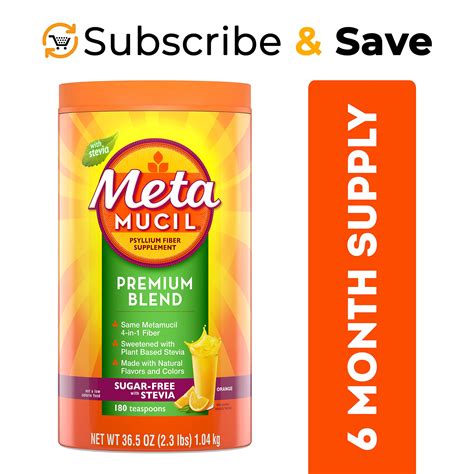 Metamucil Premium Blend, Fiber Supplement, Natural Psyllium Husk Powder ...