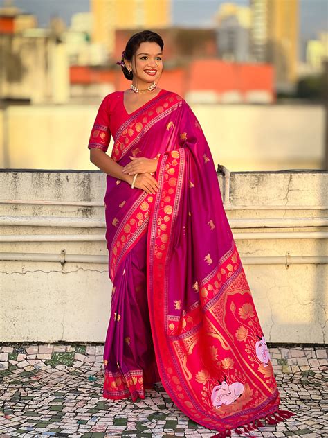 Hot Pink Soft Silk Pichwai Traditional Zari Woven Saree – Elite Weaves