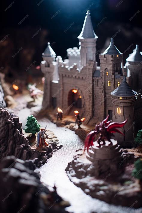 Role play board game with miniatures with dragon in dungeons | Premium ...