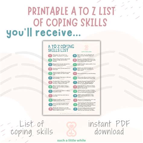 A-Z List of Coping Skills for Kids PDF | Printable Abcs of Coping Skills & Stress Management ...