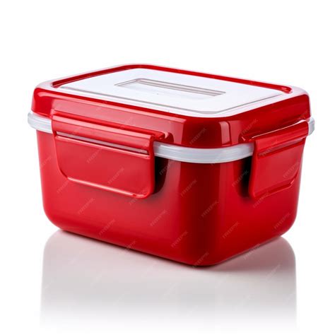 Premium AI Image | There is a red and white lunch box with a lid ...