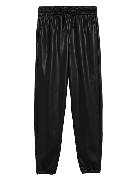 Buy Leather Look Tapered Joggers at Marks & Spencer