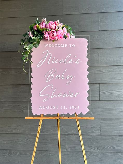 Back painted acrylic baby shower sign personalized acrylic welcome sign ...