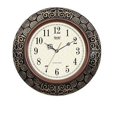 Buy Ajanta Quartz Plastic Vintage Analog Wall Clock (Light Oak, 406 X ...