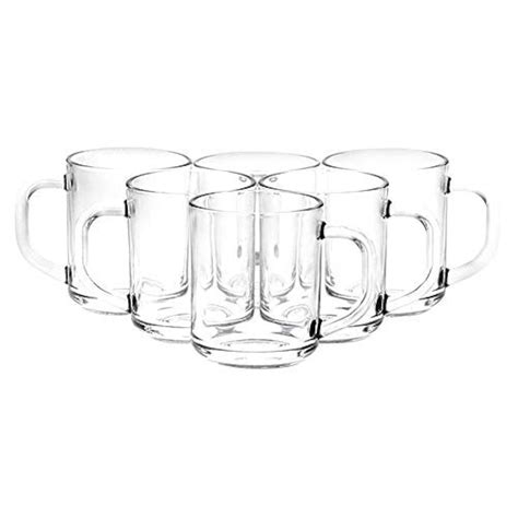Buy Yera Transparent Glass Mug with Handle 240 ml Set of 6| Transparent ...