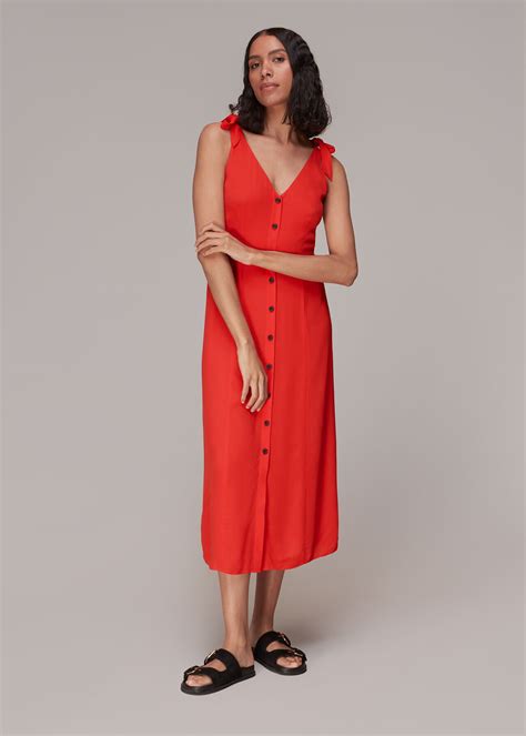 Red Hanna Tie Shoulder Dress | WHISTLES | Whistles UK