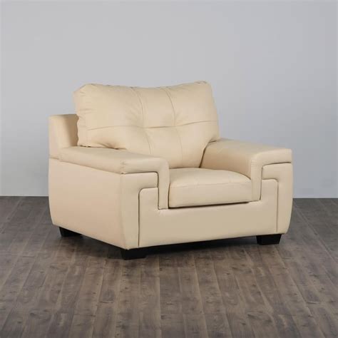 Buy Kassel Faux Leather 1-Seater Sofa - Beige from Home Centre at just ...