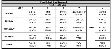 Class Wise School Time-Table | KDB Public School