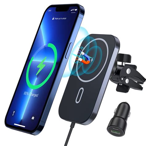 Magnetic Wireless Car Charger, 360°Adjustable Magnetic Air Vent Mount ...