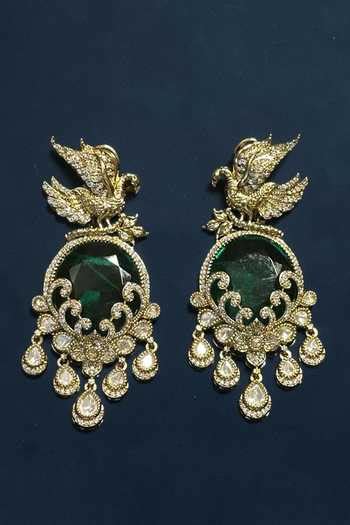 Buy Pink Stones, Imperial Emerald Drop Brass Necklace And Earrings Set ...